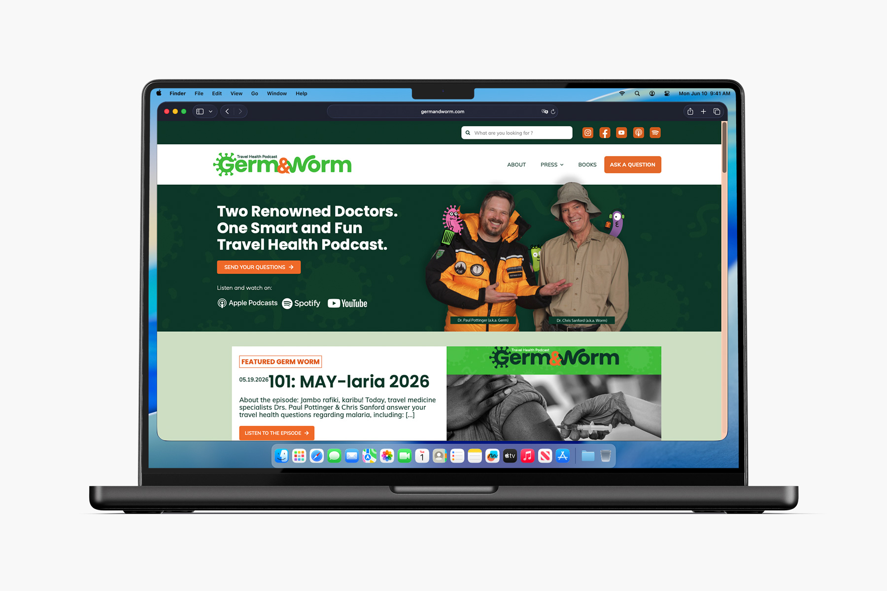 Mockup del sitio web de Germ & Worm con identidad visual desarrollada por Optium