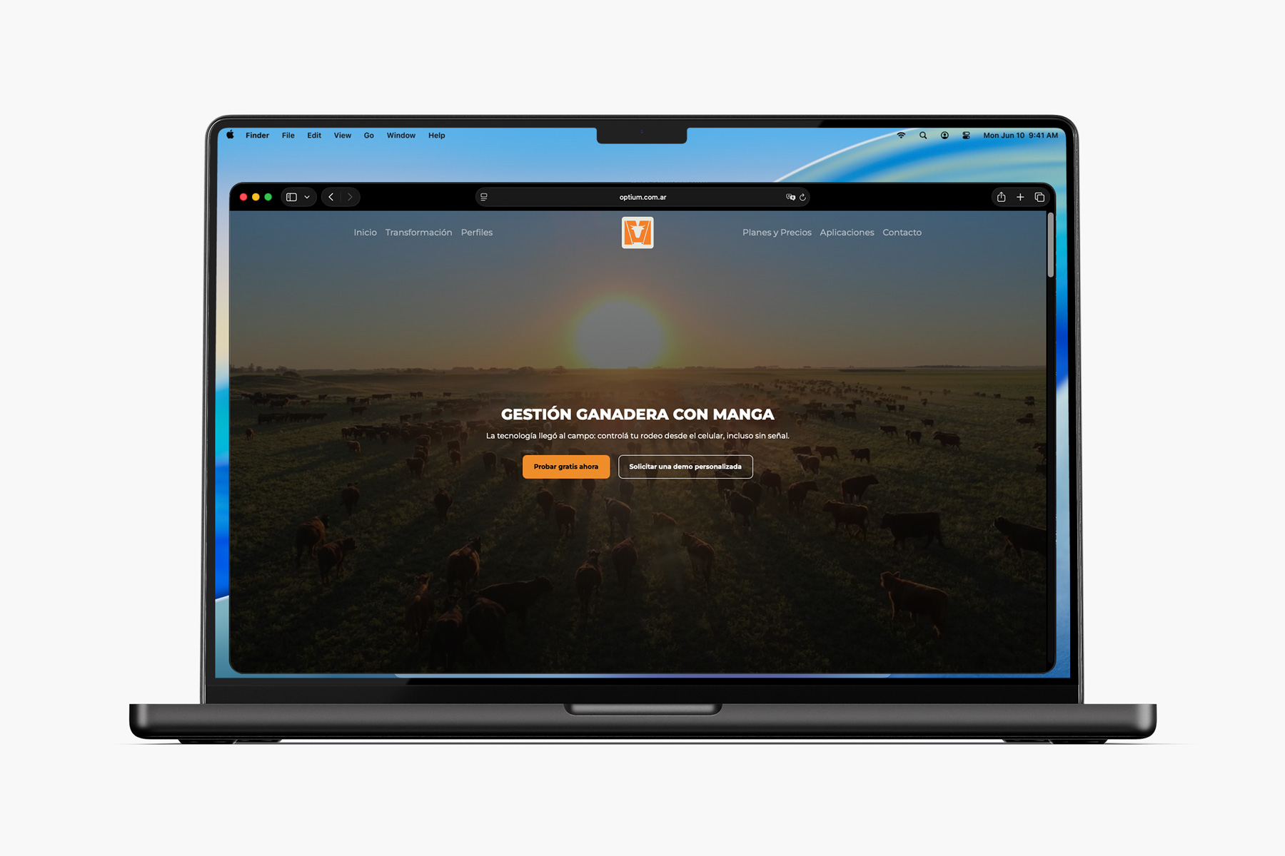 Interfaz de la plataforma Manga para gestión ganadera, diseño UX/UI desarrollado por Optium