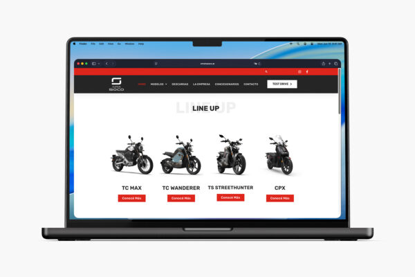 Sitio de Vmoto Soco diseñado por Optium
